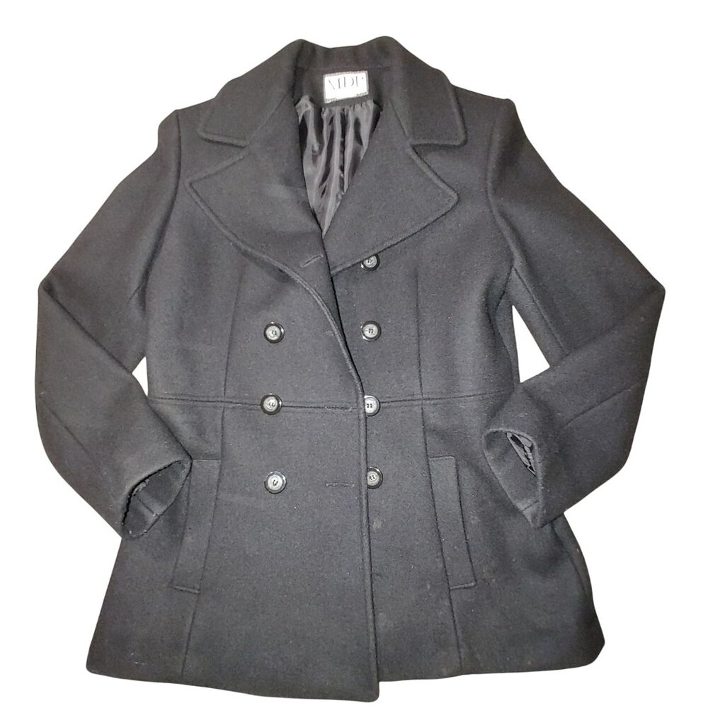 MDP Mario De Pinto Wool Blend Jacket Coat Size M L Peacoat Double Breasted USA